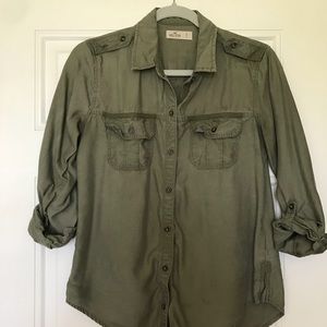 Army Green Button Down Hollister Shirt